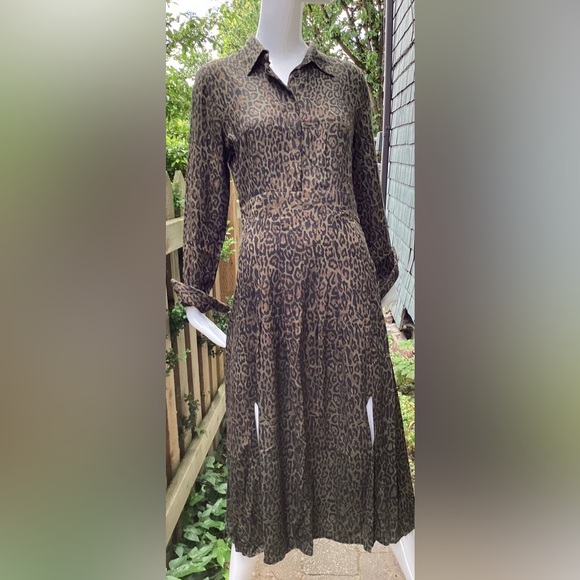 Leopard Print Long Sleeve Dress Small - Picture 1 of 12